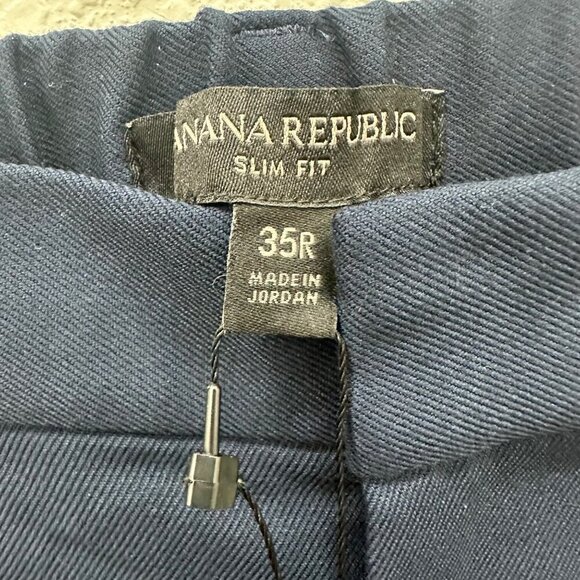 Banana Republic Navy Blue Slim Fit Business Casual Work Pants Mens size 35R NEW - Picture 2 of 5